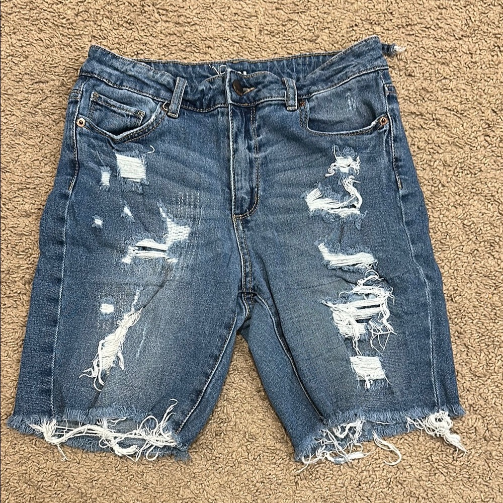 No Boundaries Blue Distressed Jean Shorts